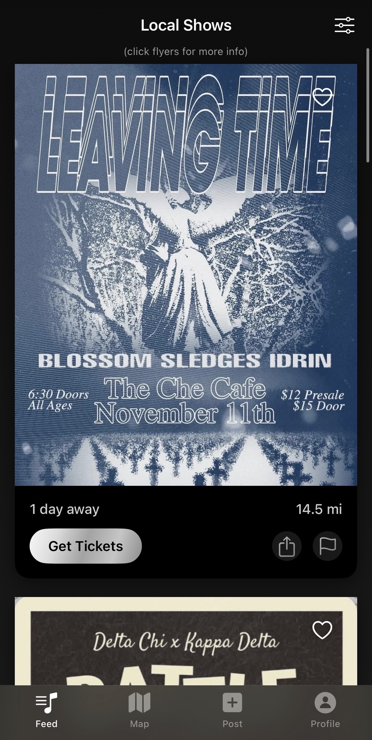 BandHouse flyer-first cards in the feed.